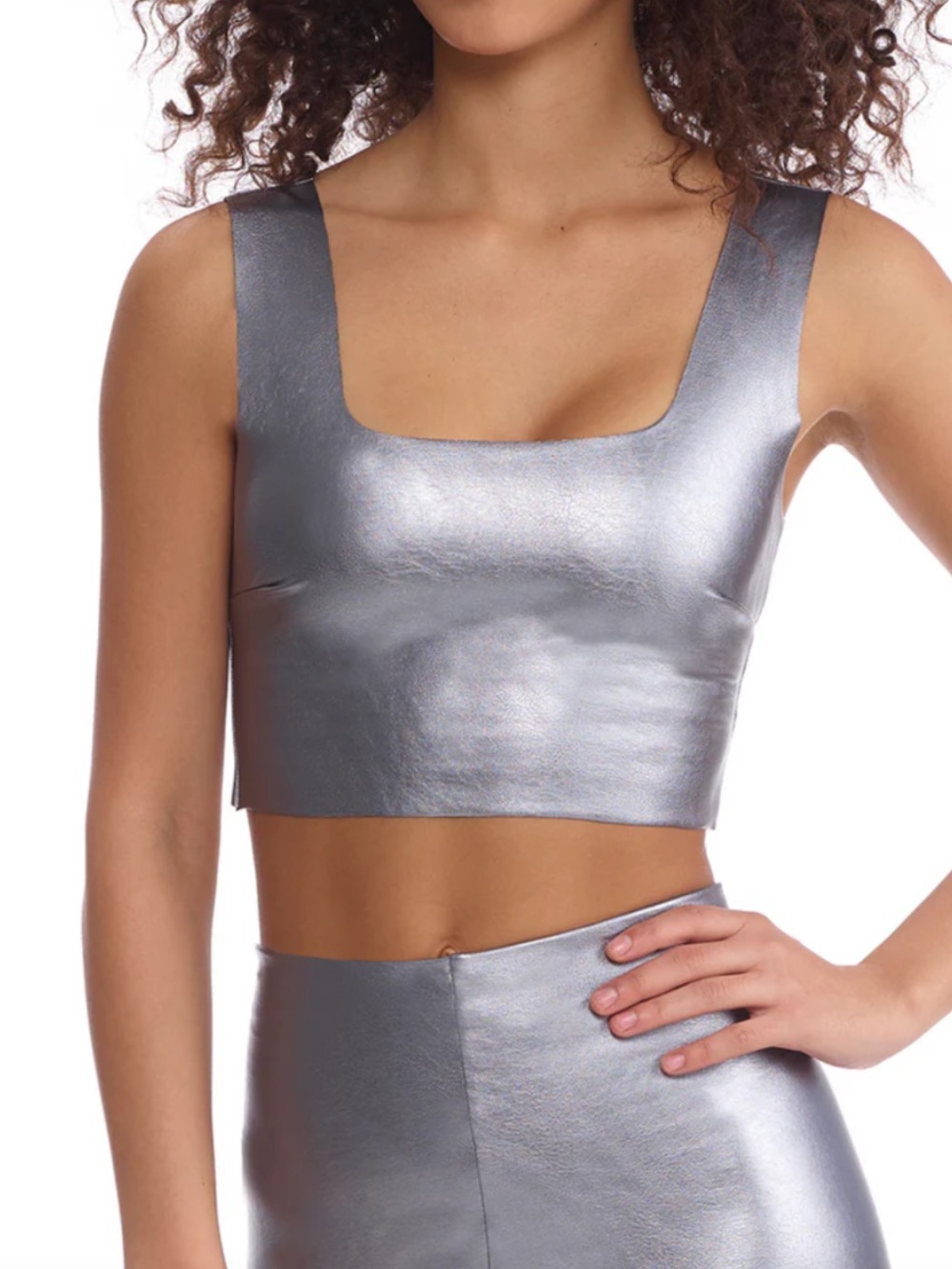 COMMANDO FAUX LEATHER SQUARENECK CROP TOP size Large